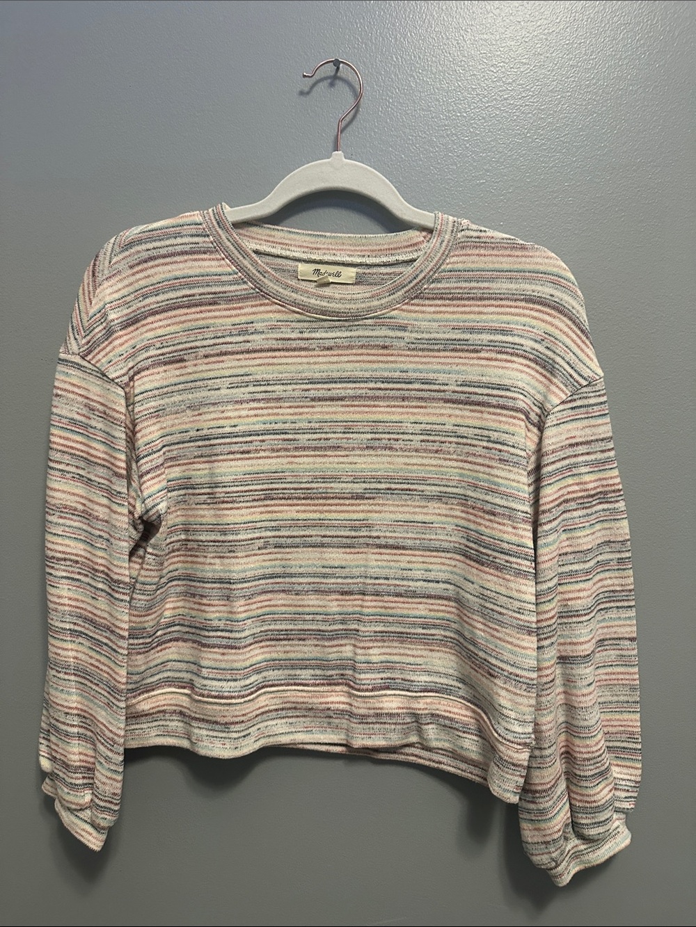 Madewell Pastel Striped Long-Sleeve Crewneck Pullover